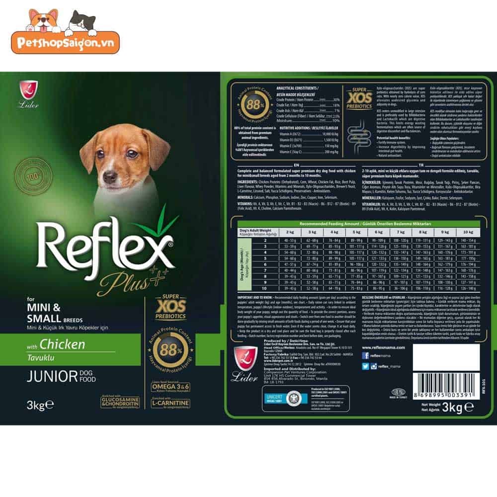 Thức ăn cho chó con giống nhỏ Reflex Plus 3kg
